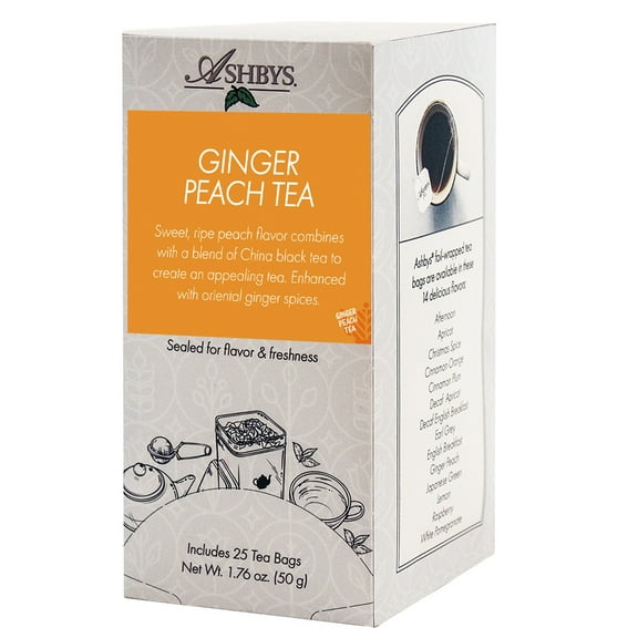 Ashbys Tea Ginger Peach Tea Bags - 25 Count Box