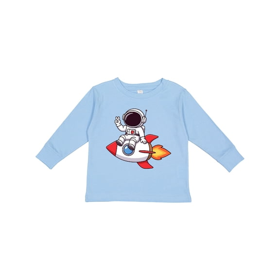 Inktastic Rocket Ship Astronaut Boys Long Sleeve Toddler T-Shirt