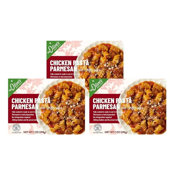 Miss Olives Chicken Pasta Parmesan with Tomato Sauce Microwavable Meal (Pack of 3)