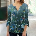 thumbnail image 2 of LEAVINGSUO Fall Winter V Neck Long Tops for Women, Womens Tops Clearance Fashion Women's Summer V-Neck 3/4 Sleeve Print Casual T-Shirt Blouse, 2 of 5