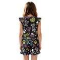 thumbnail image 2 of ZIATUBLES Bone Heart Paw Print Girls Summer Romper Ruffle Cap Sleeves One-Piece Short Jumpsuit Soft Comfort Kids Casual Playsuit with Pockets for 5-6 Y, 2 of 6