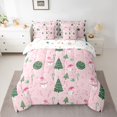 thumbnail image 3 of Feelyou Christmas Tree Kids Twin Bedding Sets 7-Piece, Funny Xmas Snowman Bedding Comforter Set, Pink Snowflake Print Reversible Sheet Sets, Breathable Home Decor, 3 of 8