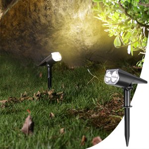 Dvkptbk Lumière solaire Spots solaires lumineux, lumières solaires extérieures 2-in-1 Lampes solaires sans fil pour jardin de jardin Patio Porch Walkway （1Pack） Éclairage & Plafond