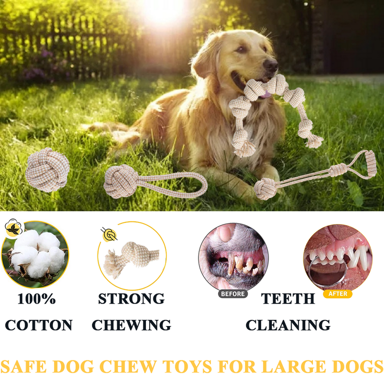 Lechong Large Dog Chew Toys Tough Tug