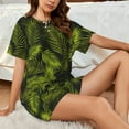 thumbnail image 4 of Sikiie Tropical Palm Leaves Fern Leaf Womens Pajama Sets Short Sleeve Top With Pants Sleepwear 2 Piece Lounge SetXX-Large, 4 of 6