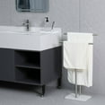thumbnail image 2 of Free Standing Towel Rack for Bathroom - Brushed Nickel Finish - Stand Alone 2 Tier Stainless Steel Towel Rack for Bathroom Floor with Heavy Marble Base, Double T Shape Drying Stand for Towels, 2 of 4