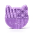 thumbnail image 1 of 2 in 1 Makeup Brush Cleaning Mat with Brush Drying Holder, Silicone Cat Shaped Brush Cleaner Pad include Cosmetic Brush Organizer Rack, Portable Washing Tool for Makeup, 1 of 9