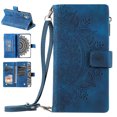 thumbnail image 1 of Nalacover for Samsung Galaxy A13 4G Embossed Floral Pattern PU Leather Crossbody Case with Shoulder Strap,Shockproof Magnetic Flip Kickstand Credit Card Slots Zipper Pocket Wallet Phone Case,Blue, 1 of 10