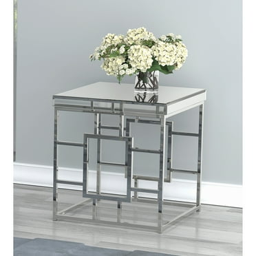 Geometric Frame Square End Table Chrome