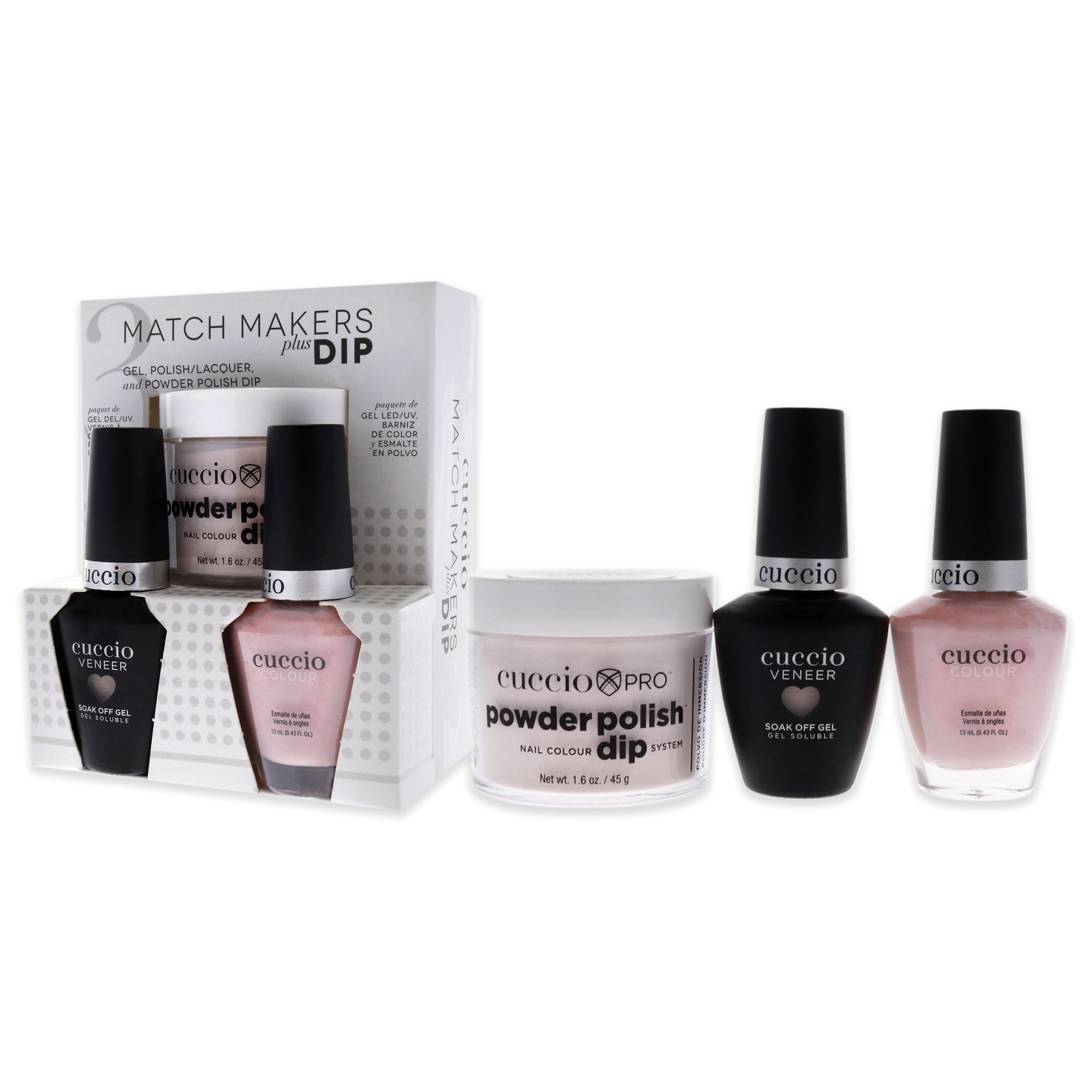 Match Makers Plus Dip - Pier Pressure by Cuccio Colour for Women - 3 Pc 1.6oz Pro Powder Polish Dip System, 0.44oz Veneer Soak Off Gel, 0.43oz Colour Nail Polish