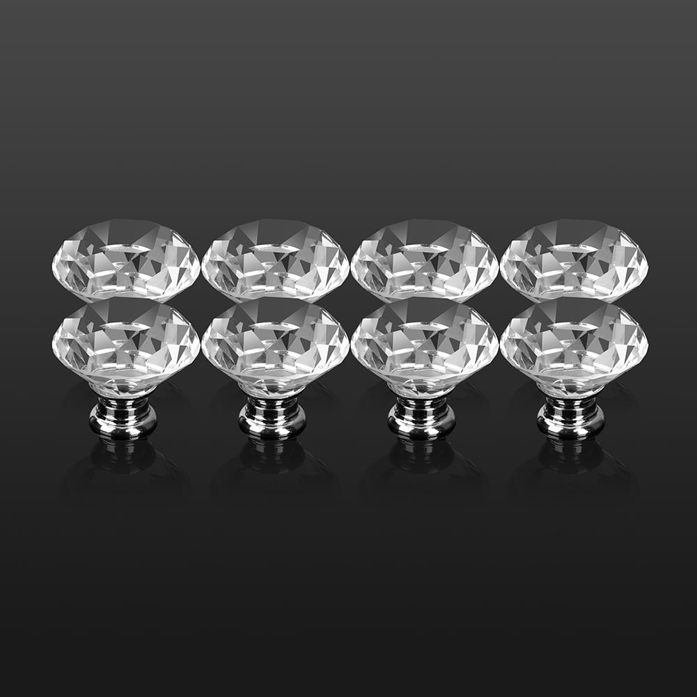 NFTIGB 16Pcs Crystal Glass Cabinet Knob Diamond Shape 40mm / 1.57 inch Drawer Cupboard Handle Pull