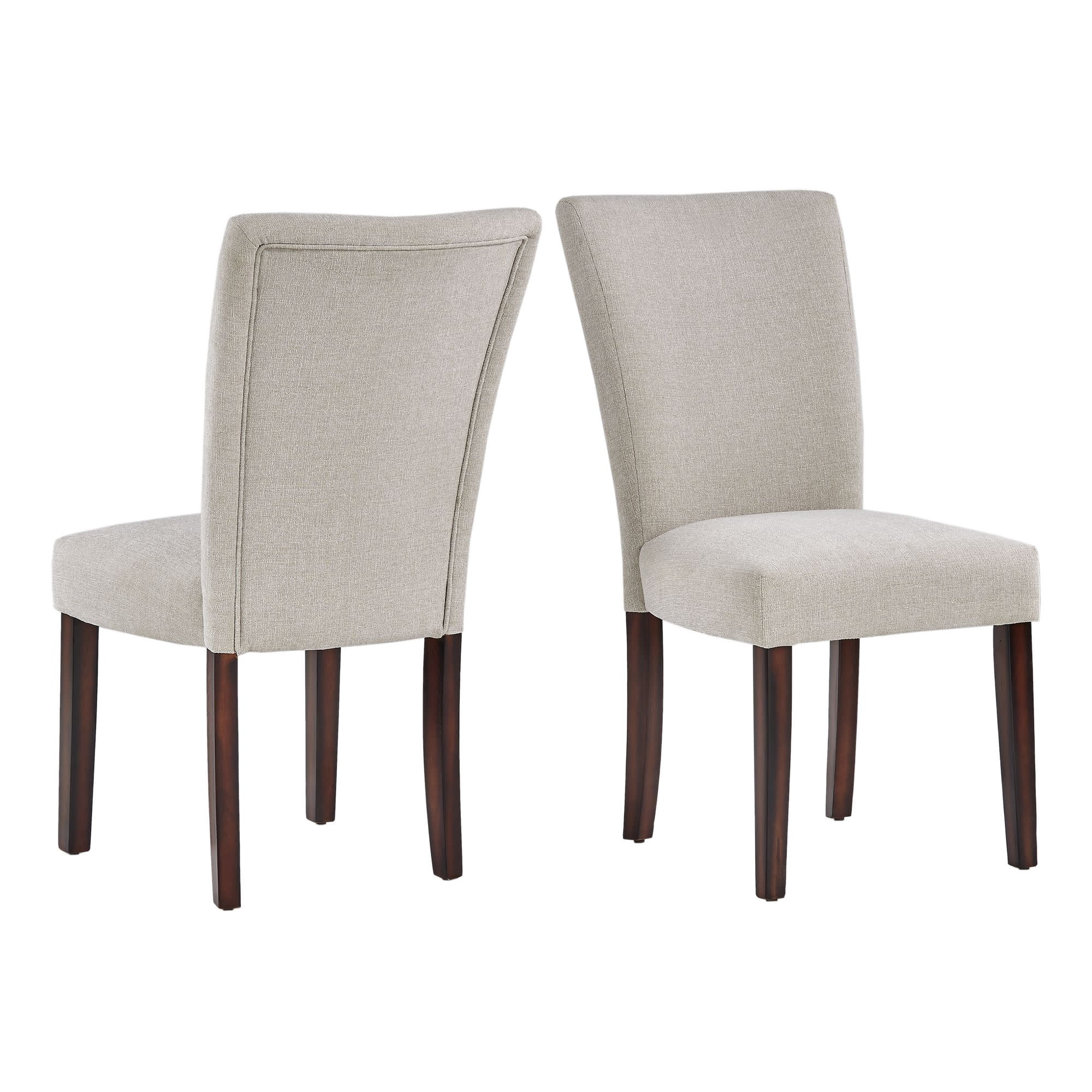 Weston Home Wingston Classic Upholstered Dining Side Chair, Beige/Espresso (Set of 2)