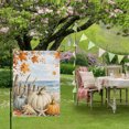 thumbnail image 5 of Coastal Fall Garden Flags For Outdoor, Coastal Blue Pumpkin Starfish Seashell Maple Leaf Small Double Side Yard Flags Weather Proof Garden Decor for Lawn Outside Holiday 12 x 18 Inches, 5 of 9