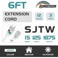 thumbnail image 2 of HONDERSON 6FT 12/3 Lighted Outdoor Extension Cord , 12 Gauge 3 Prong SJTW Heavy Duty White Extension Cable with 3 Prong Grounded Plug for Safety,UL Listed, 2 of 7