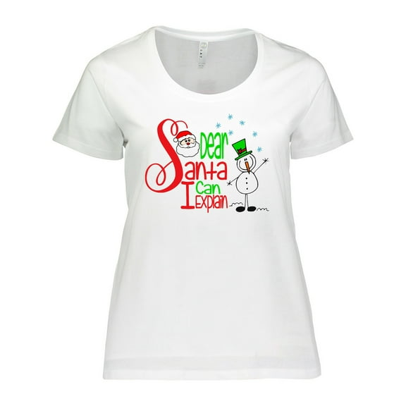Inktastic Dear Santa I Can Explain Cute Snowman and Snowflakes Women's Plus Size T-Shirt
