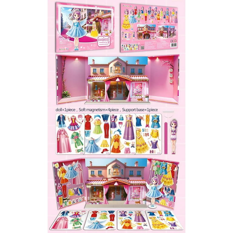 Magnetic Princess Dress-Up Paper Dolls, Magnetic Dress-Up Game