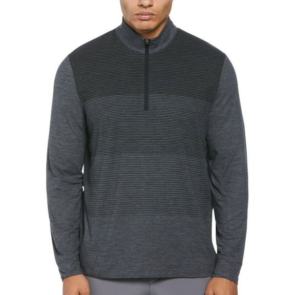 PGA Tour Men's Lux Touch Ombre 1/4 Zip Pullover Top Medium Gray Black
