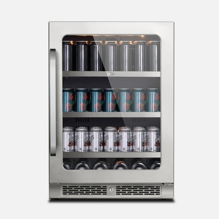 Whynter Beverage Refrigerator: 24 inch 140 Cans 34-54 Â°F Drink Fridge Glass Door  Built in or Freestanding for Bedroom/Office