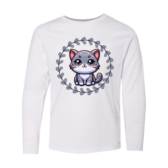 Inktastic Gray Tabby Cat Kitten Long Sleeve Youth T-Shirt