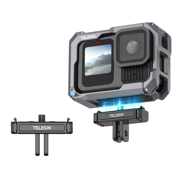 Metal Magnetic Quick Release Base Compatible with GoPro Hero 13, Shock-Absorbing Quick Mount with Firm Lock for Action Cameras