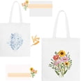 thumbnail image 2 of Canvas Tote Bag Embroidery Kit for Beginners, DIY Crafts Sewing Embroidery Starter Kit with Flower Pattern, Hoops, Color Threads and Tool, White, 2 of 7