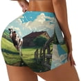 thumbnail image 1 of Kdxio Shorts Imprimé Prairie Vache pour Femmes Contrôle du Ventre Exercice Élevé Collants Rehausse-Fesses Short pour Femmes-Grand, 1 of 8