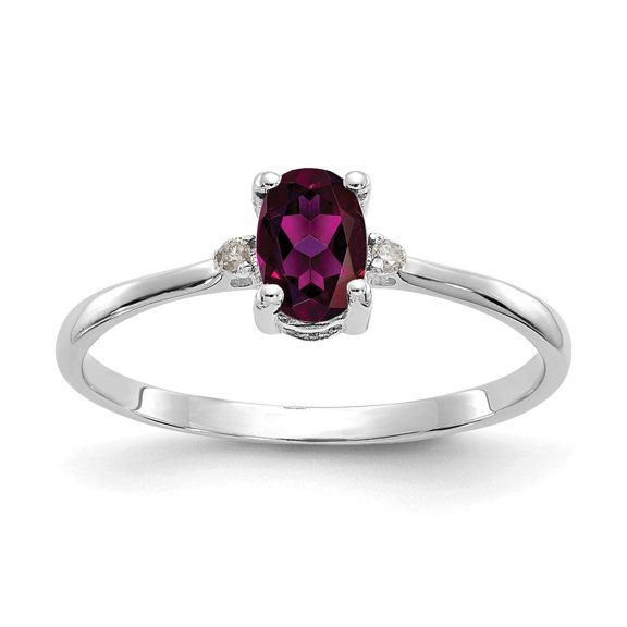 Auriga Fine Jewelry 14K White Gold Diamond and Rhodolite Garnet Birthstone Ring for Women Size 6