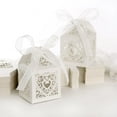 thumbnail image 2 of 50pcs Hollow-out Wedding Sweets Heart Wedding Favor Candy Gifts Boxes Box with Ribbons Bridal Shower Wedding Party Favors White, 2 of 8
