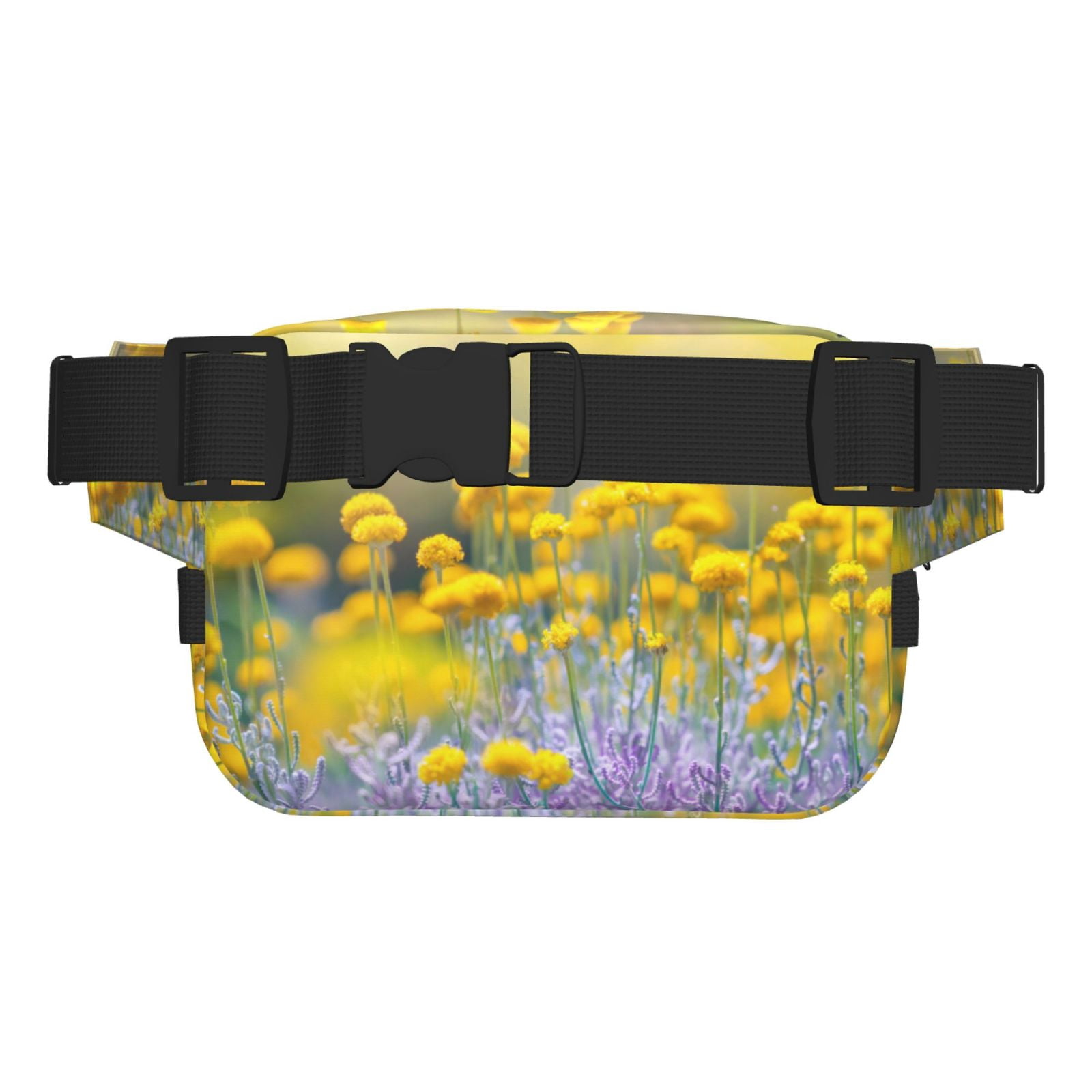 Picia Flowers And Butterflies Print Square Double-Layer Waist Bag Mini Adjustable Waist Belt Bag Exercise Running Travel Hiking