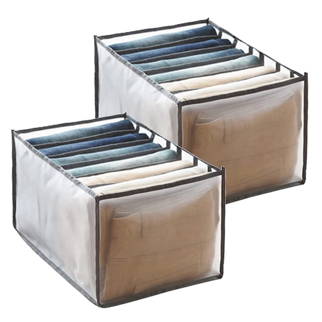 Organizador de armario, organizador de armario plegable con caja de almacenamiento con compartimentos, lavable, borde de tela Oxford engrosado, ahorro de espacio, almacenamiento de rejilla visible,