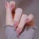 thumbnail image 1 of 24 Pcs Peach Pink Smudge Fake Nails, Gel Nail Kit, 1 of 4