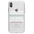 thumbnail image 1 of DistinctInk Clear Shockproof Hybrid Case for iPhone XR (6.1" Screen) - TPU Bumper Acrylic Back Tempered Glass Screen Protector - Worries About the Future Until Married, 1 of 5
