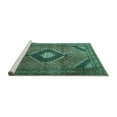 thumbnail image 2 of Ahgly Company Machine Washable Indoor Rectangle Medallion Turquoise Blue Traditional Area Rugs, 2' x 4', 2 of 4