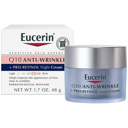 Eucerin Q10 Anti-Wrinkle Night Cream with Pro-Retinol | Facial Cream for Sensitive Skin, 1.7 oz