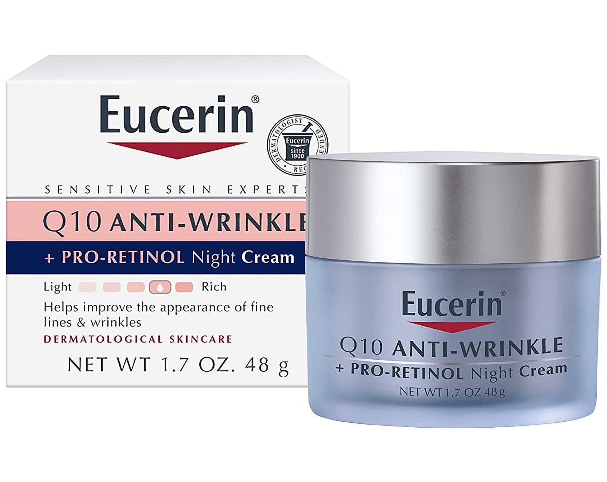 Eucerin Q10 Anti-Wrinkle Night Cream + Pro-Retinol, Facial Cream for Sensitive Skin, 1.7 Oz Jar - image 2 of 4