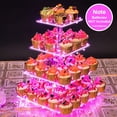 thumbnail image 2 of Soporte para magdalenas YestBuy Premium con forma de torre acrílica de 4 niveles, luz rosa, 2 of 5