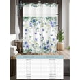 thumbnail image 6 of No Hook Cloth Fabric Shower Curtain with Snap in Liner, Leaf Butterfly Waterproof Shower Curtains Set with See Through Top Window, Watercolor Sage Green Purple Floral Bath Curtains Shower 72"x84", 6 of 6