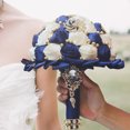 thumbnail image 3 of Bridal Wedding Bouquet Gold Rhinestone Brooch Bouquet for Bride Bridesmaid Quinceanera Satin Rose Artificial Flower Bouquet Wedding Ceremony Bridal Party Bouquet, 3 of 6