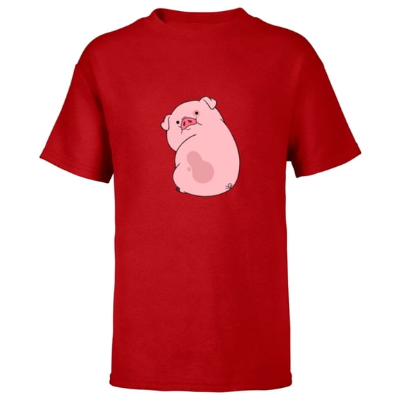 Disney Channel Gravity Falls Waddles the Pig - Short Sleeve T-Shirt for Kids -Customized-Red