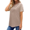 thumbnail image 3 of UVN Blouses for Women Summer Short Sleeve V Neck Lace Shirts Dressy Casual Boho Tunic Tops, 3 of 8