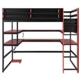 thumbnail image 6 of Full Size Wood Loft Bed with Desk, Side Storage Rack, Multi-Storage Shelves and RGB Light, Space-Saving Multi-Functional Bedroom Bed,Red, 6 of 11