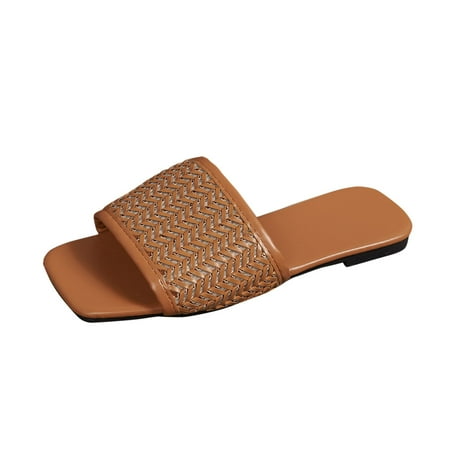 

PEASKJP Sandals for Women Women s Casual Strappy Sandal Women Summer (Brown 6.5)