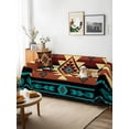 thumbnail image 3 of Turquoise Red Couch Cover for 2 Cushion Couch, Southwest American Native Abstract Pattern Washable Love Seat Sofa Covers Slipcover, Throw Sofa Covers for Pets, Furniture Protector 71"x102", 3 of 9