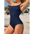 thumbnail image 4 of Asoul One Shoulder One Piece Swimsuits Womens Slimming Swimwear Color Block Textured Modest Bathing Suits Tummy Control Swimming Suits, 4 of 7