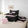 thumbnail image 6 of Manfei Monogrammed Girl Bedding Comforter Set 7-Piece, Personalized Initial J King Bedding Sets, Princess Bow Knot Bed Sheets, Black Pink Bedroom Decor, 6 of 8