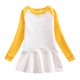 thumbnail image 1 of Odeerbi Niñas Vestido Sudadera Raglan Primavera Otoño Manga Larga Vestido Algodón Color Bloqueado Cuello Redondo Vestido Suelto, 1 of 3