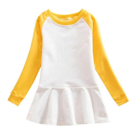 yillto Girls Sweatshirt Dresses Cotton Soft Long Sleeve Crewneck Pullover Ruffle Hem Causal Dress