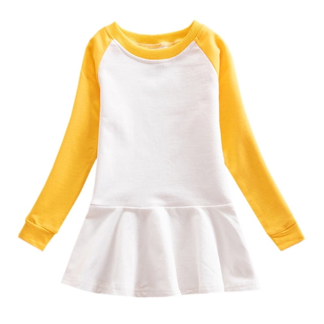 Odeerbi Niñas Vestido Sudadera Raglan Primavera Otoño Manga Larga Vestido Algodón Color Bloqueado Cuello Redondo Vestido Suelto
