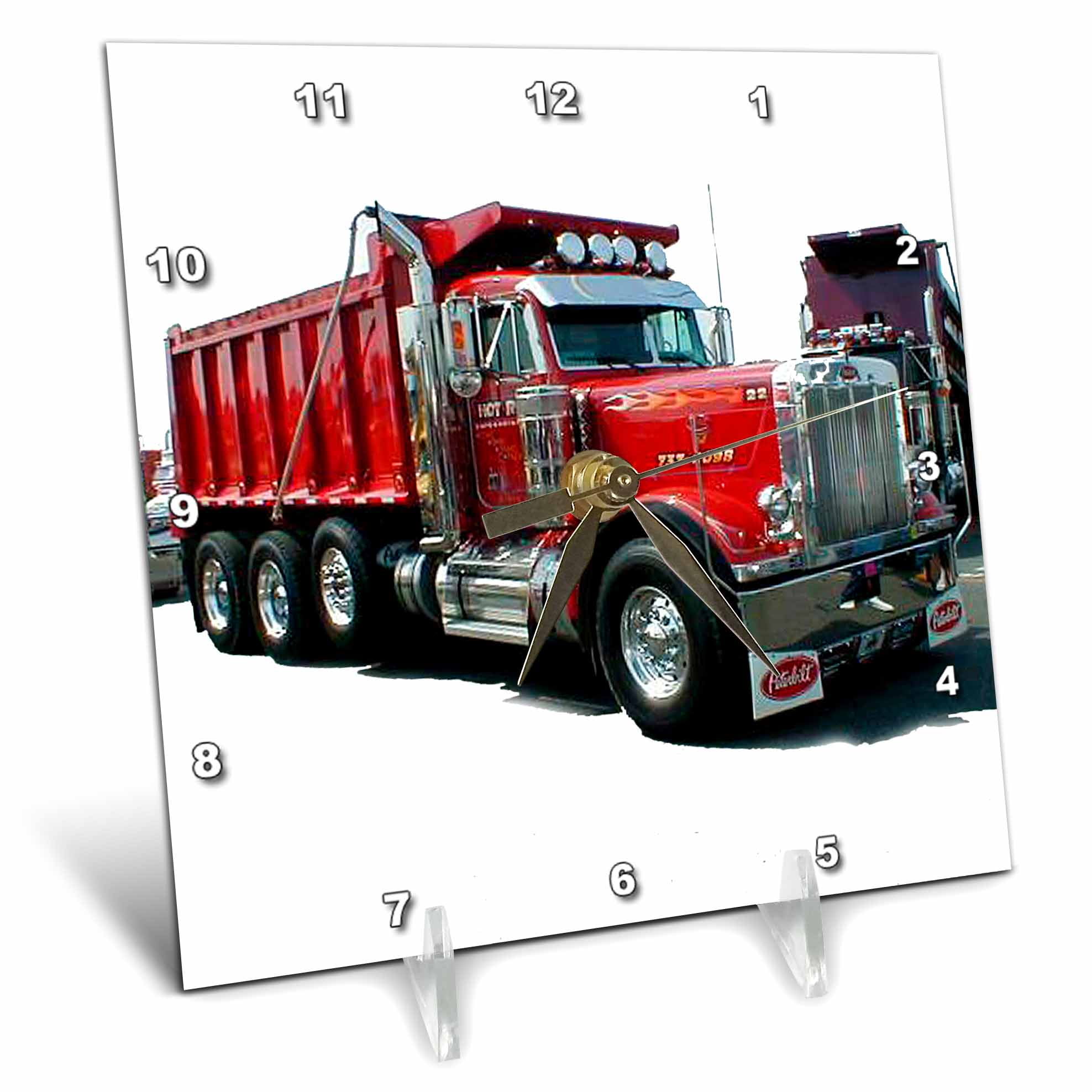 3dRose Dump Truck Desk Clock, 6 by 6inch