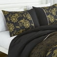 thumbnail image 3 of Luxury 7-Piece Black and Gold Floral Comforter Set, Elegant Embroidered Bedding with Decorative Pillows, King, 3 of 4
